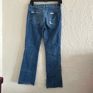 7 for all mankind Medium Wash Bootcut Distressed Jeans 26